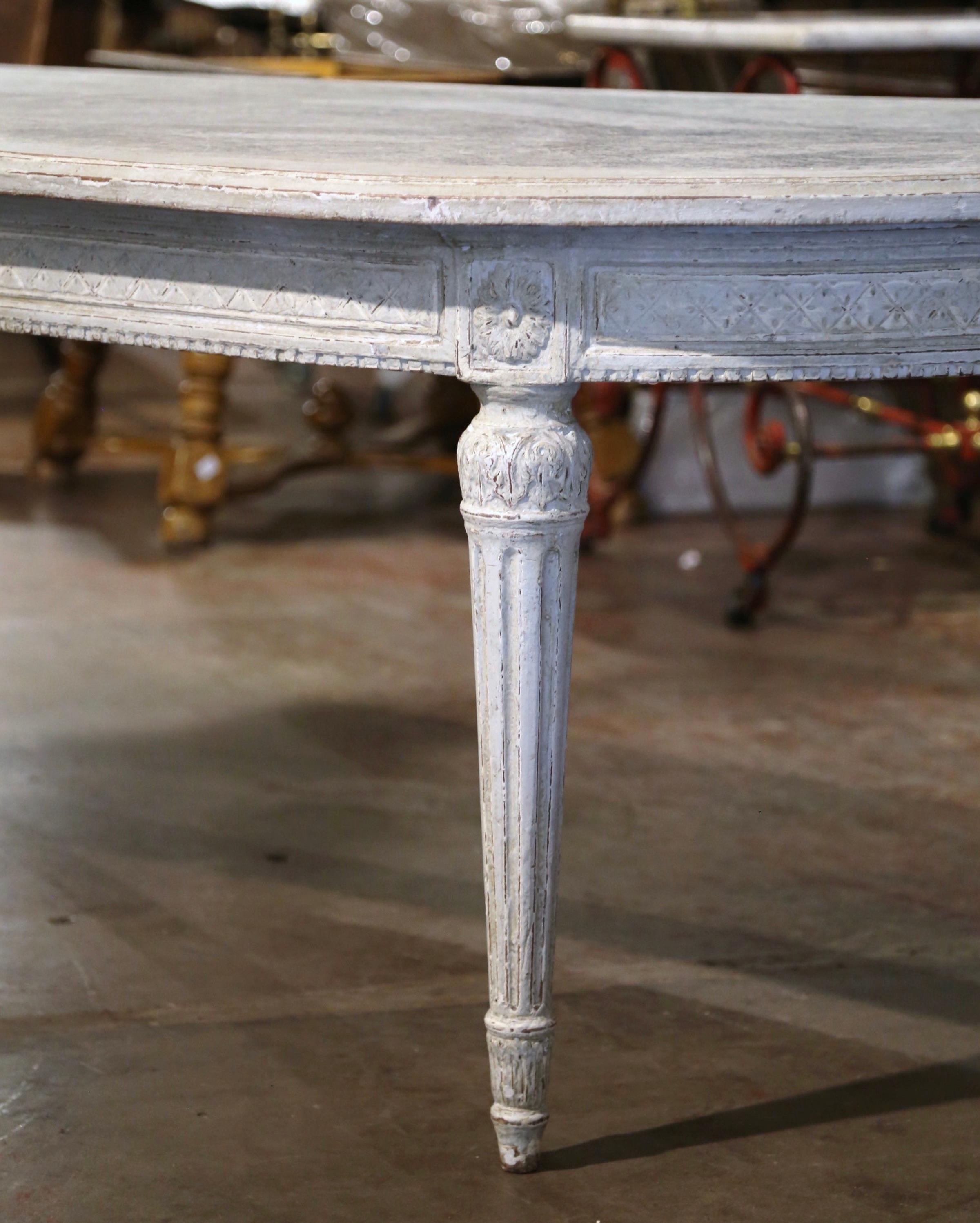  19th Century French Louis XVI Carved and Painted Oval Dining Room Table  For Sale 5