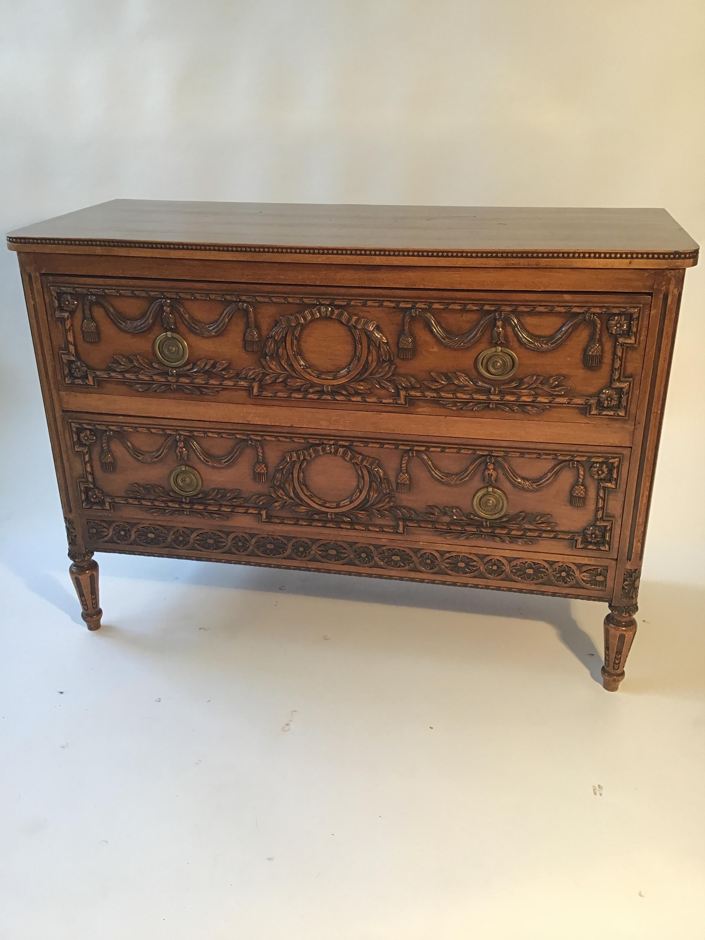 19th century French Louis XVI hand carved commode.