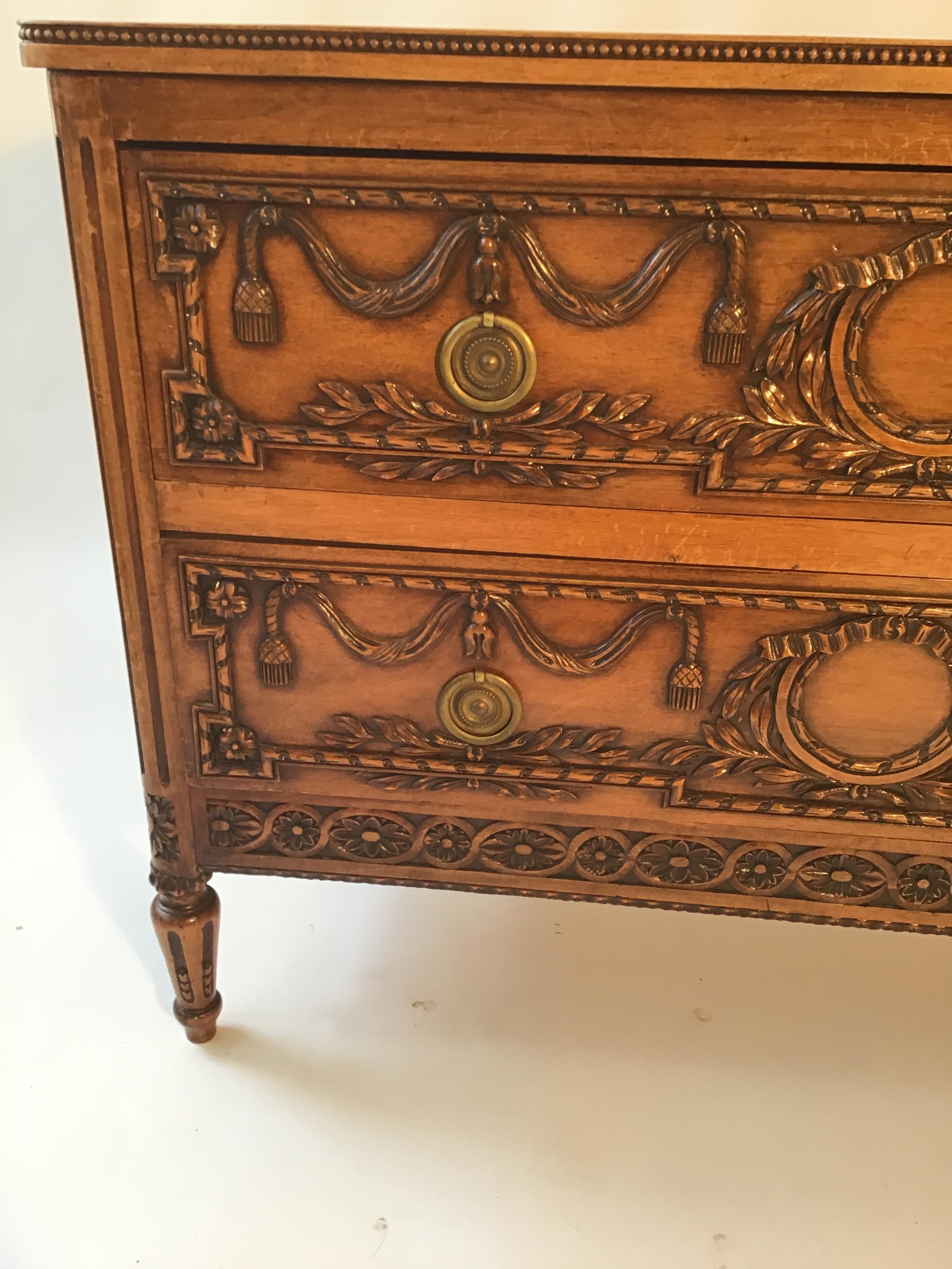 Wood 19th Century French Louis XVI Carved Commode