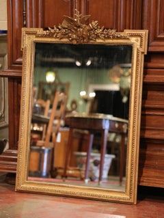 19th Century French Louis XVI Carved Giltwood Mirror with Bird Decor