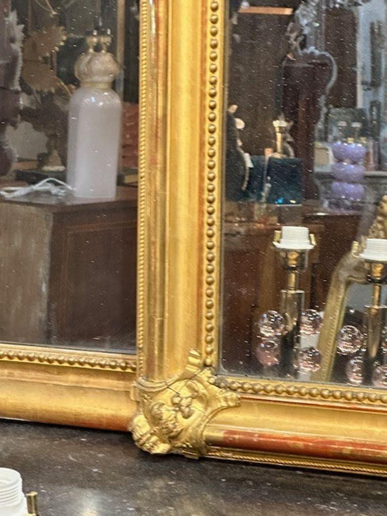 19. Jahrhundert Französisch Louis XVI geschnitzt Giltwood-Spiegel im Zustand „Gut“ im Angebot in Dallas, TX