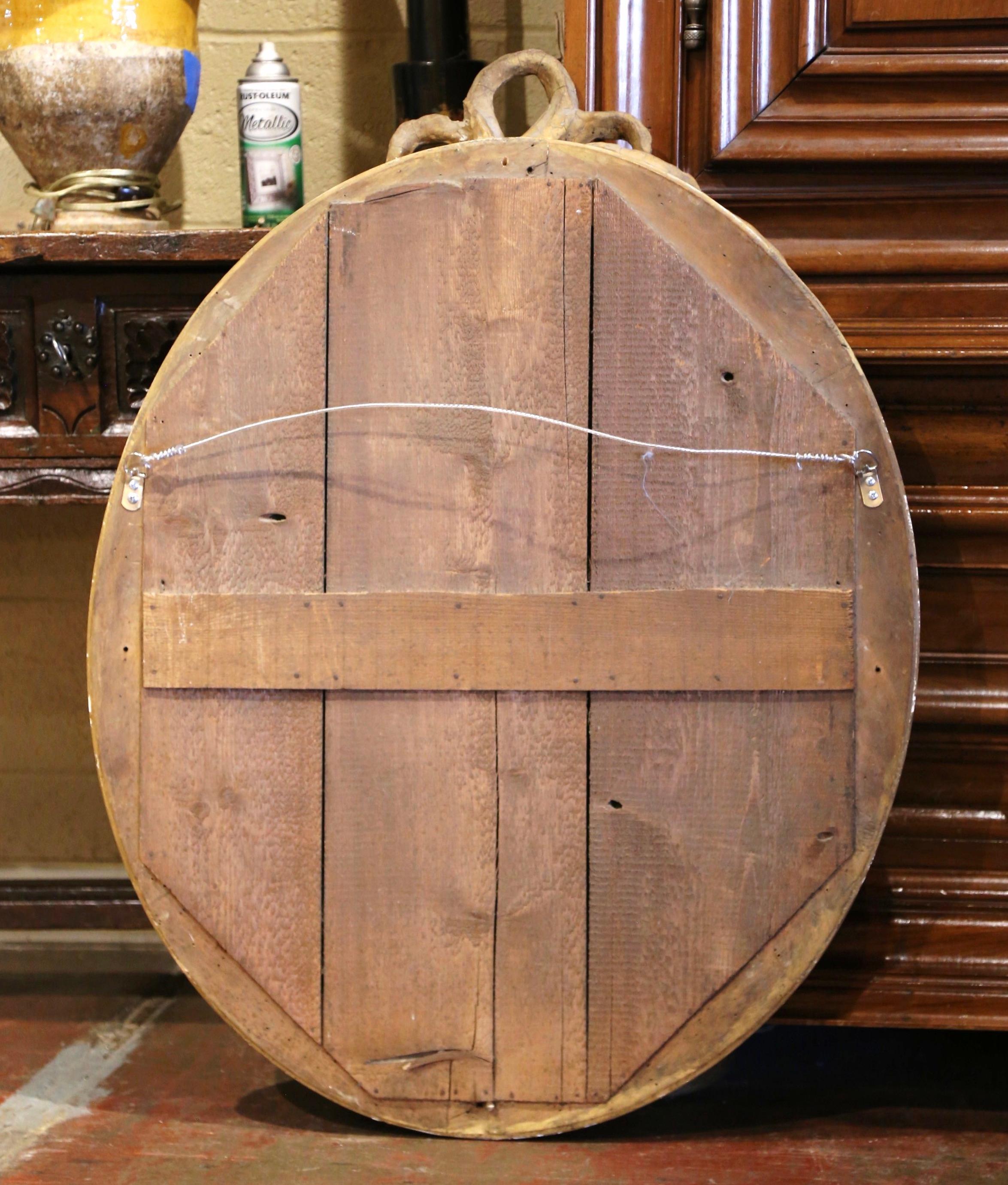 19th Century French Louis XVI Carved Giltwood Oval Wall Mirror 2