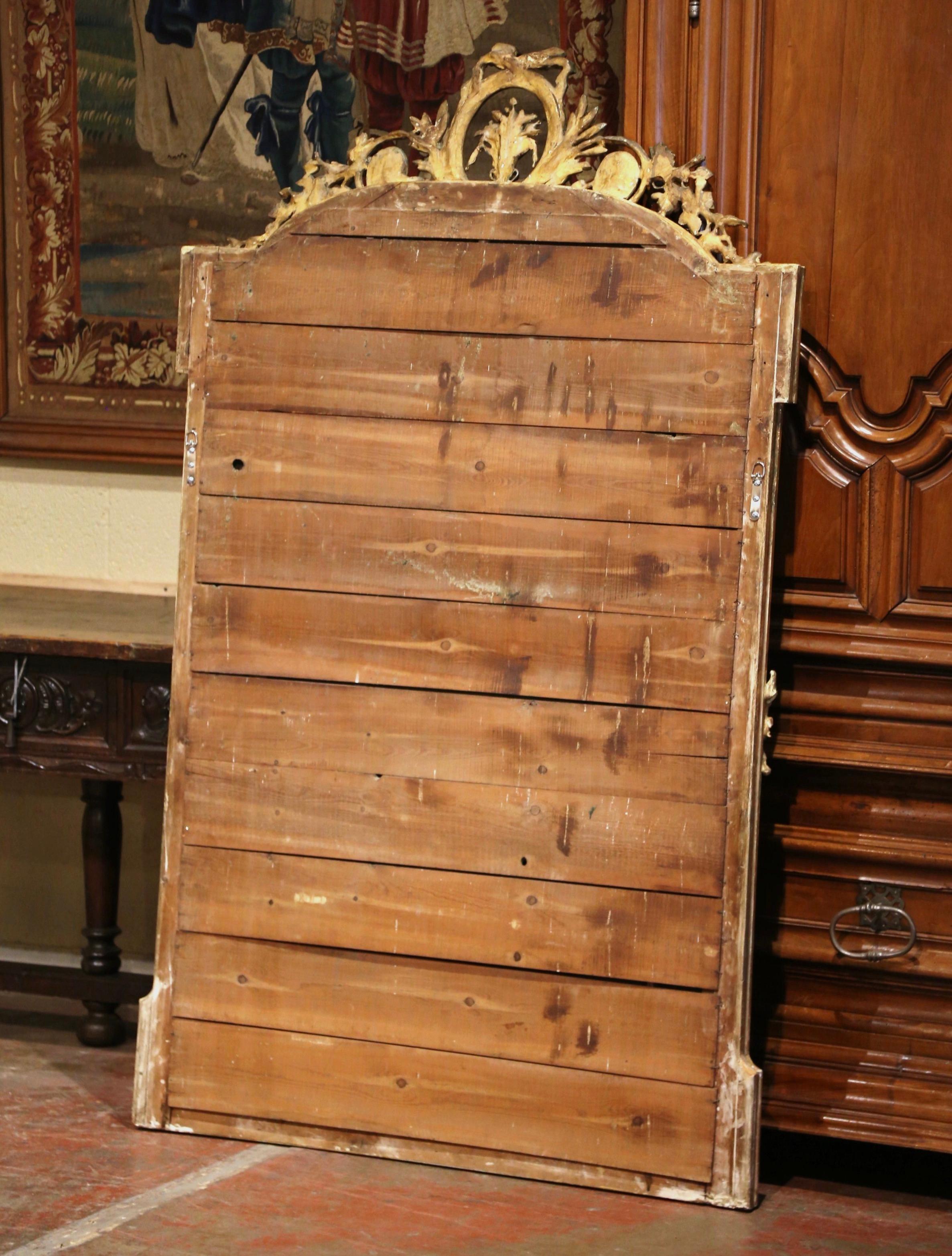 19th Century French Louis XVI Carved Giltwood & Painted Overlay Wall Mirror 4
