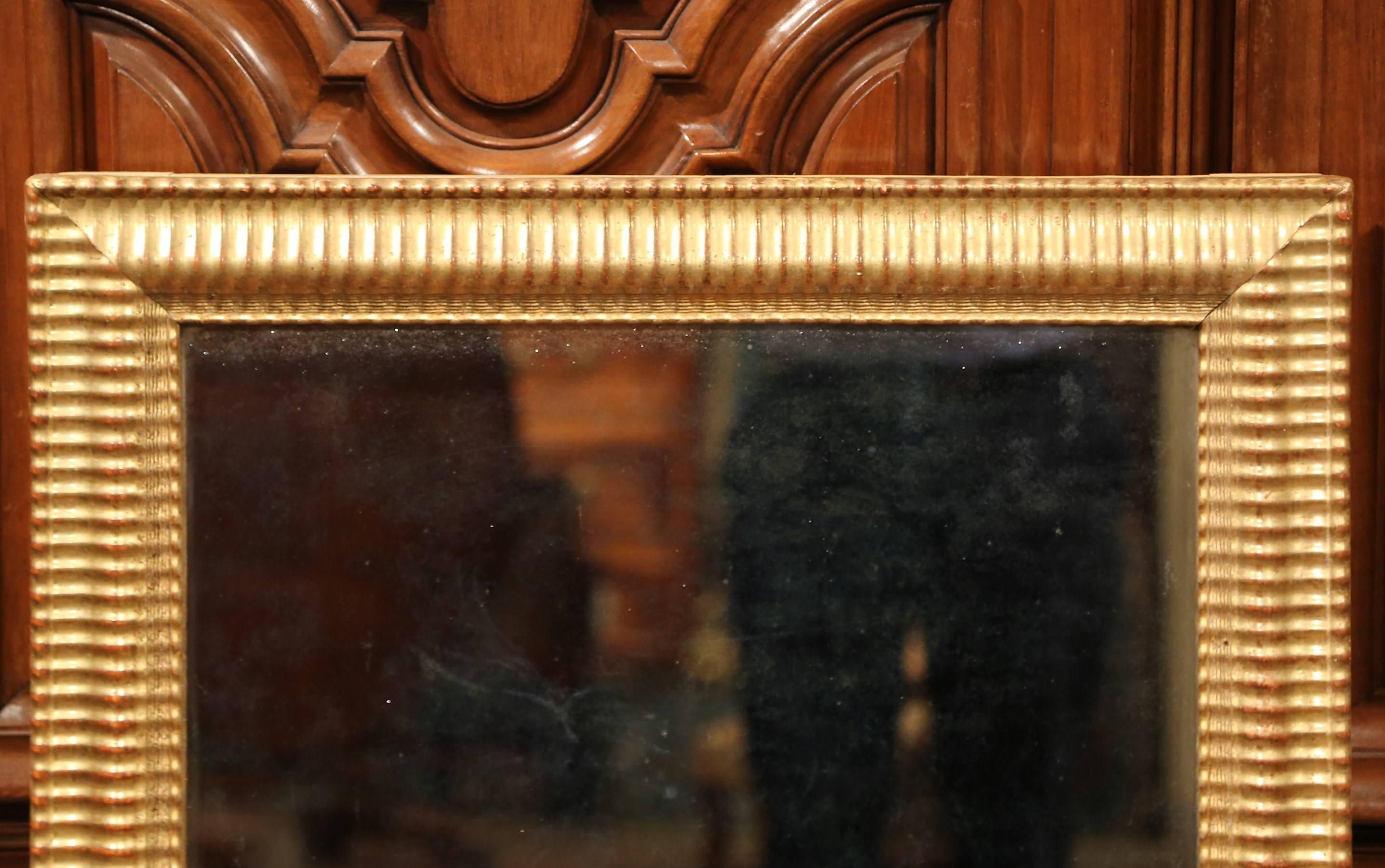 19th Century French Louis XVI Carved Giltwood Rectangular or Horizontal Mirror In Excellent Condition In Dallas, TX