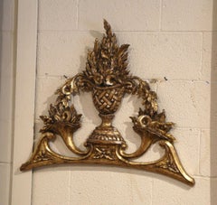 19th Century French Louis XVI Carved Giltwood Wall Carving with Floral Motifs