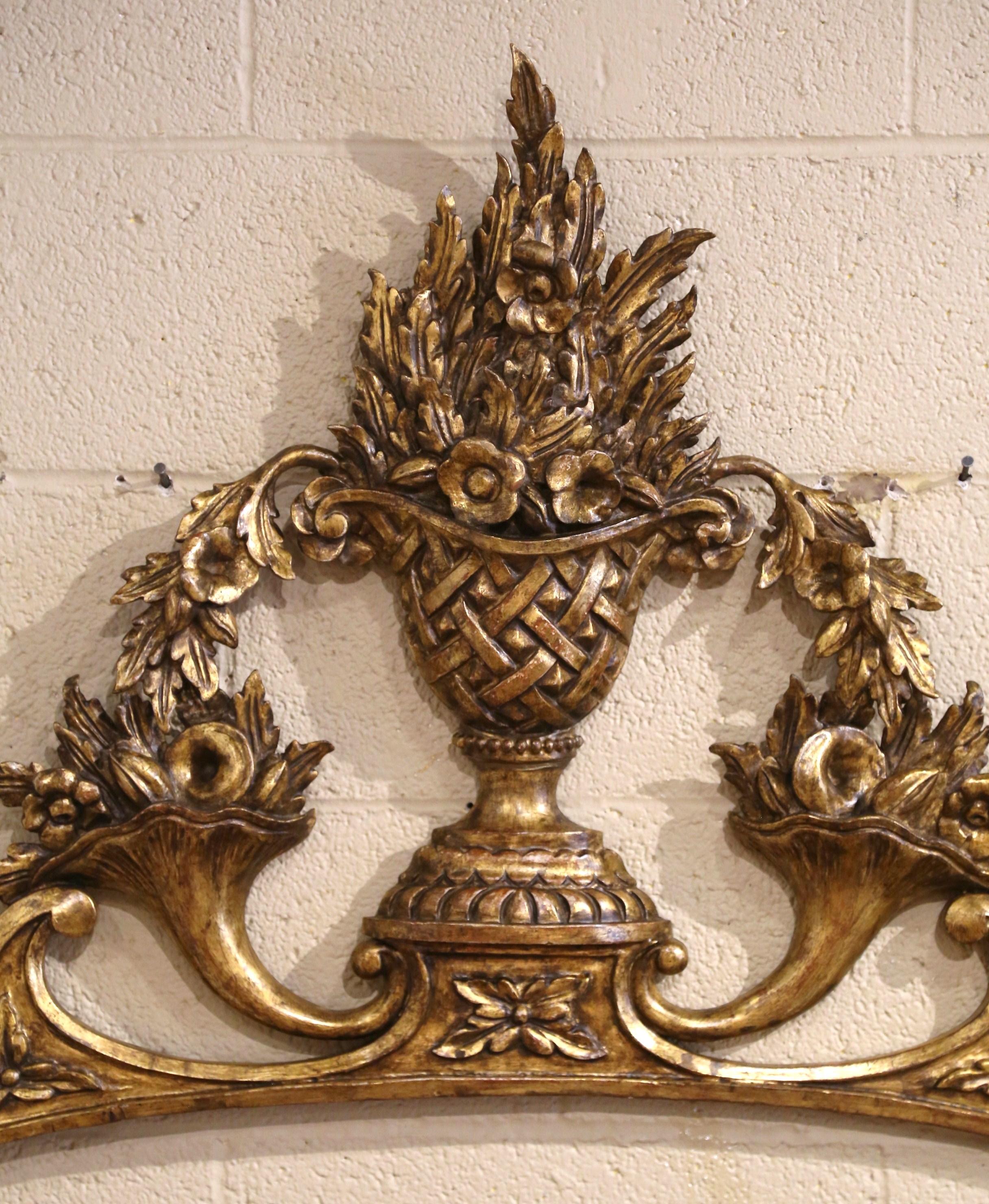 Hand-Carved 19th Century French Louis XVI Carved Giltwood Wall Carving with Floral Motifs For Sale