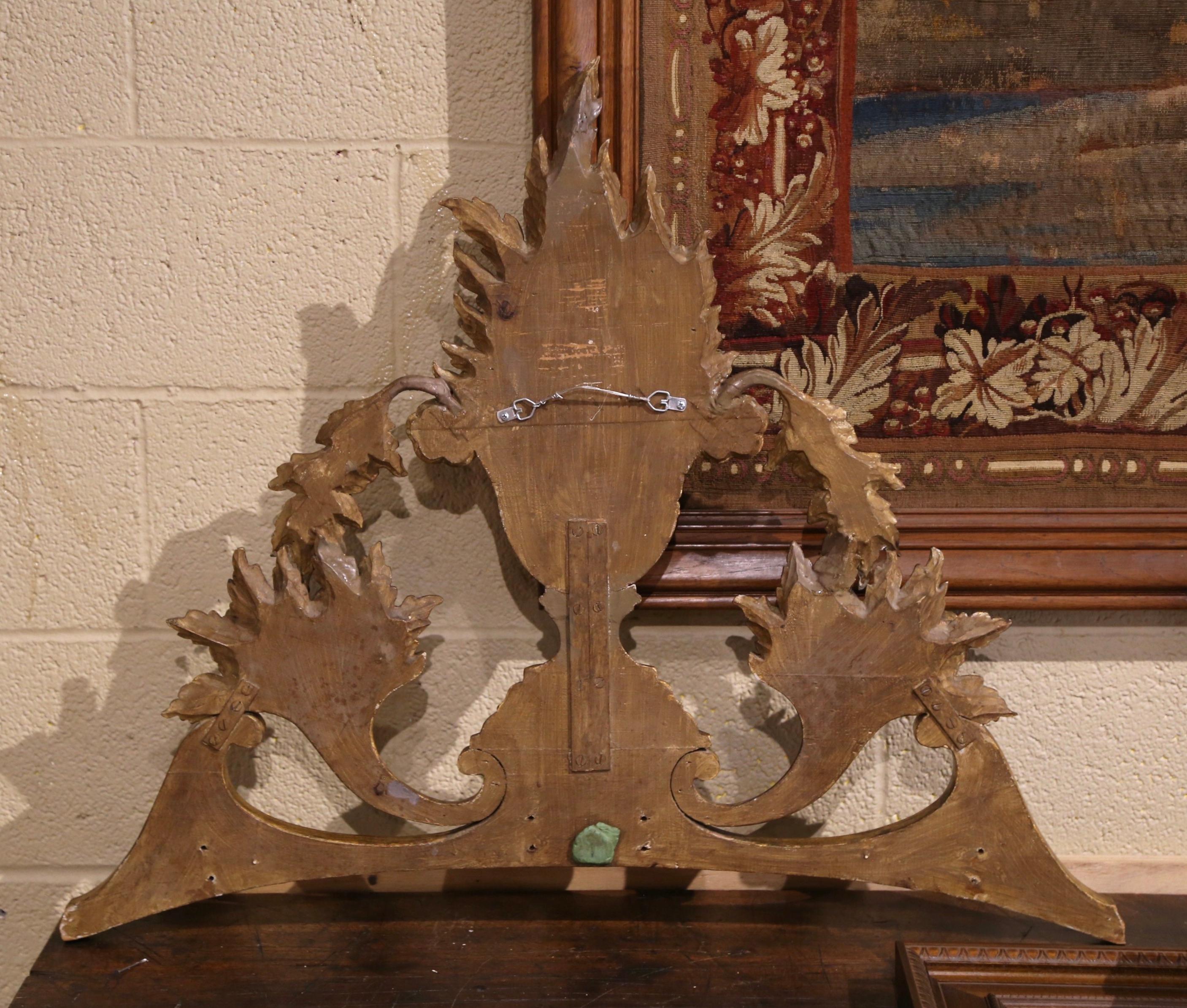 19th Century French Louis XVI Carved Giltwood Wall Carving with Floral Motifs For Sale 1