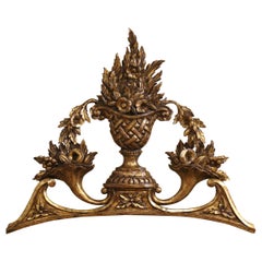 19th Century French Louis XVI Carved Giltwood Wall Carving with Floral Motifs