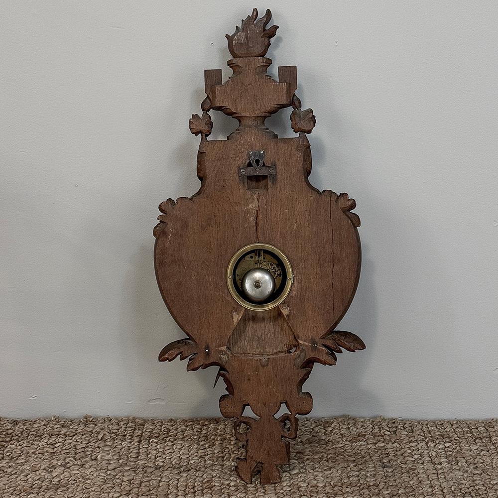19th Century French Louis XVI Carved Oak Wall Clock ~ Cartel For Sale 11