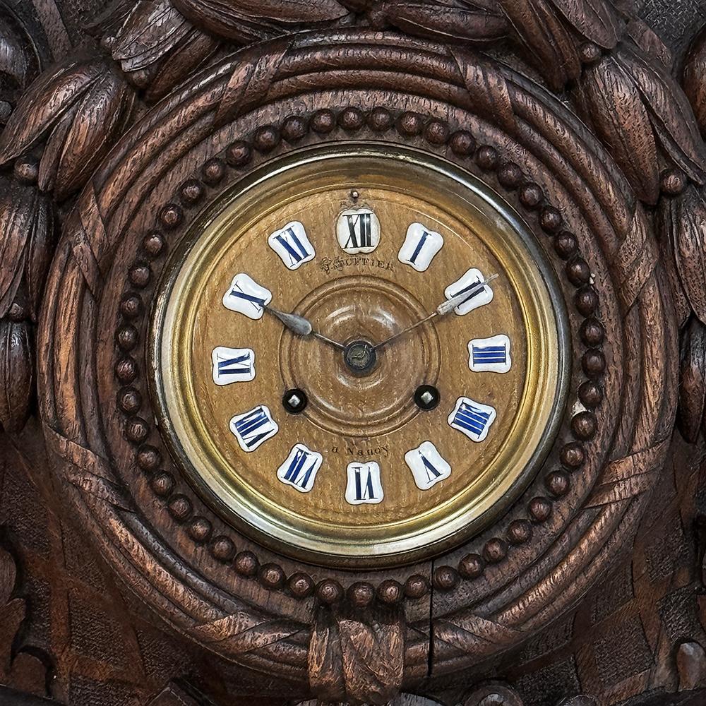 19th Century French Louis XVI Carved Oak Wall Clock ~ Cartel For Sale 2