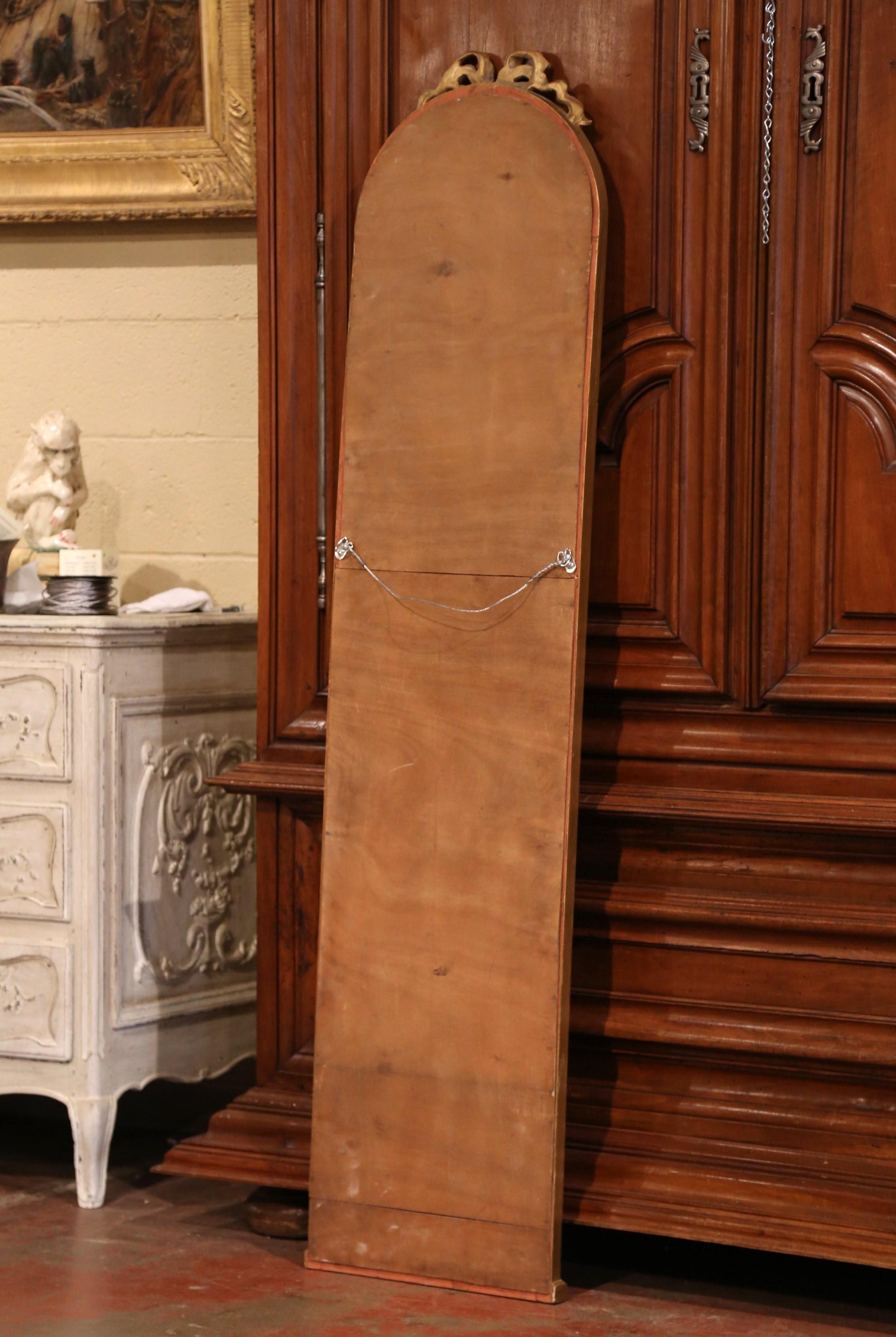19th Century French Louis XVI Carved Painted and Gilt Full Length Floor Mirror 2
