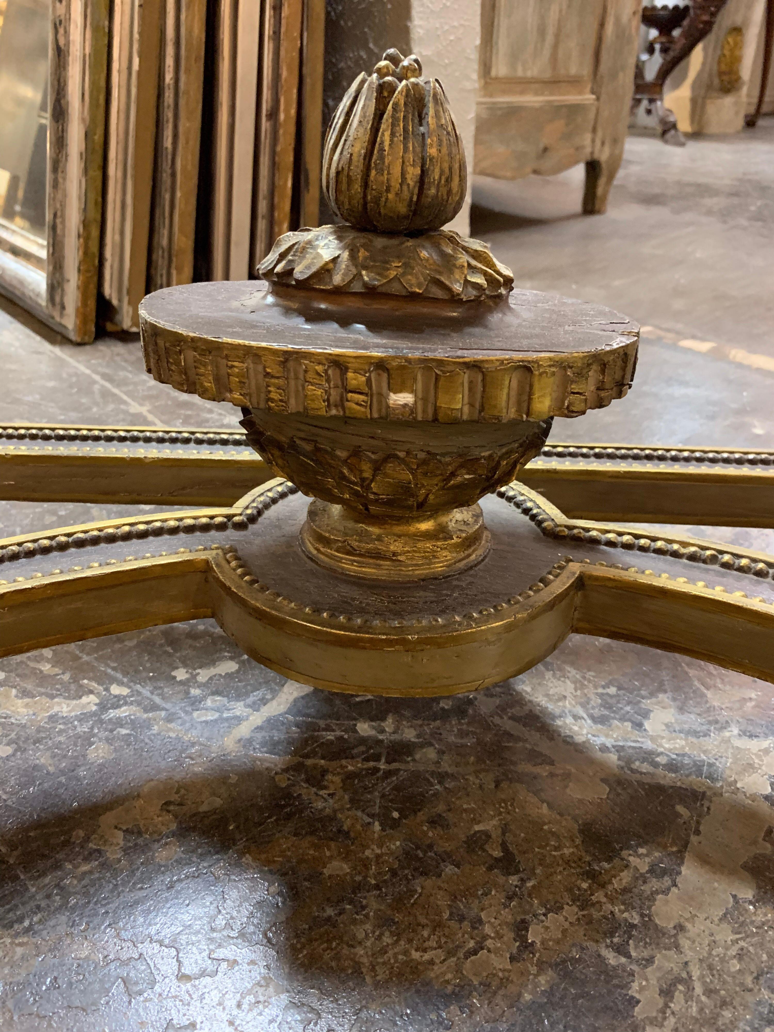 Wood 19th Century French Louis XVI Carved Parcel Gilt Console Table