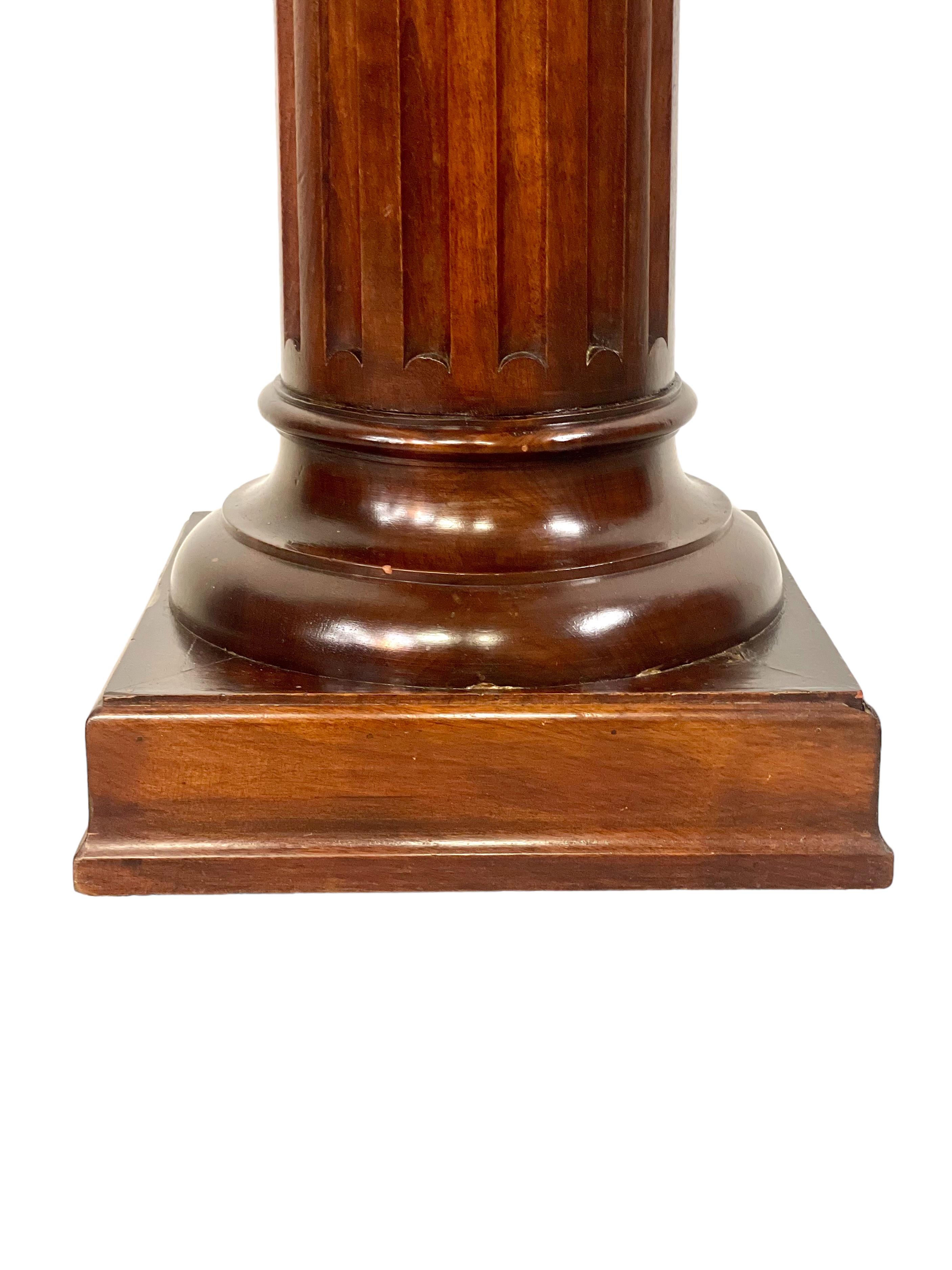 French Louis XVI Column Pedestal with a Red Veined Marble Top For Sale