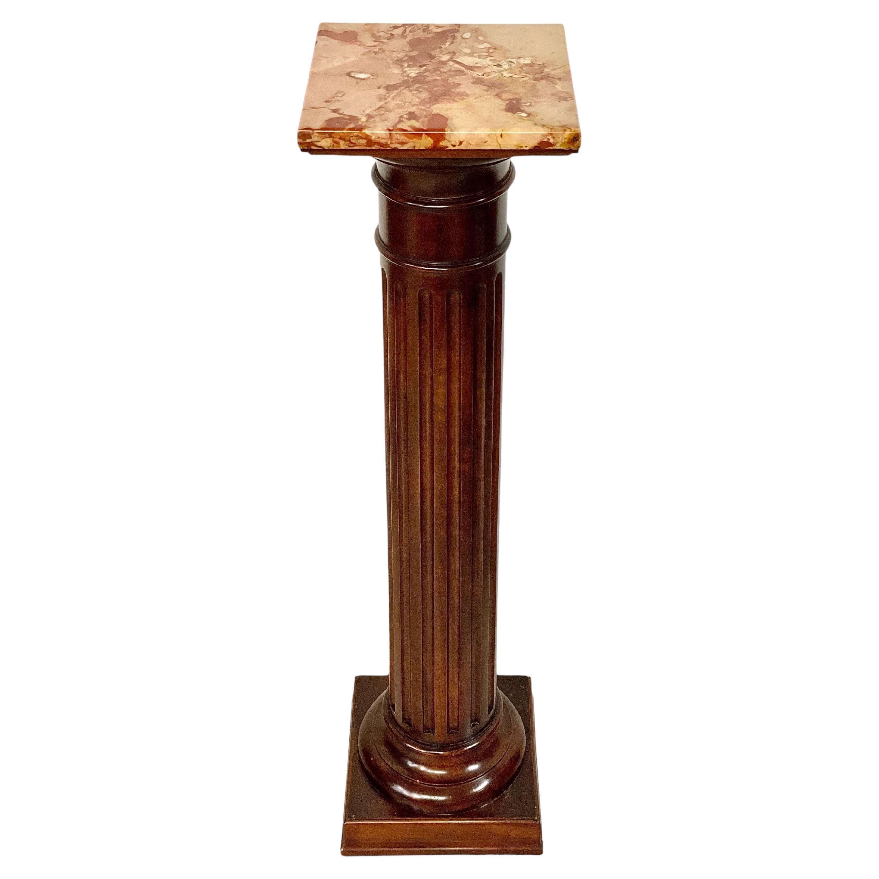 Louis XVI Column Pedestal with a Red Veined Marble Top For Sale
