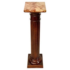Antique Louis XVI Column Pedestal with a Red Veined Marble Top