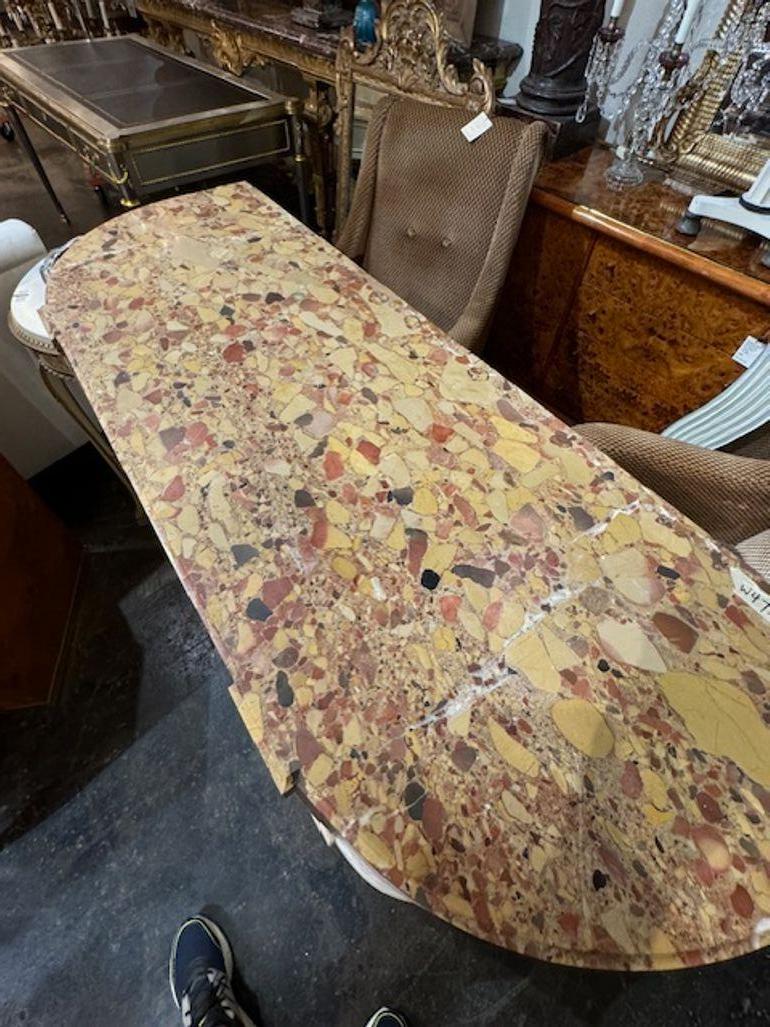 Consola francesa Luis XVI del siglo XIX con tapa de mármol Breccia en venta 4