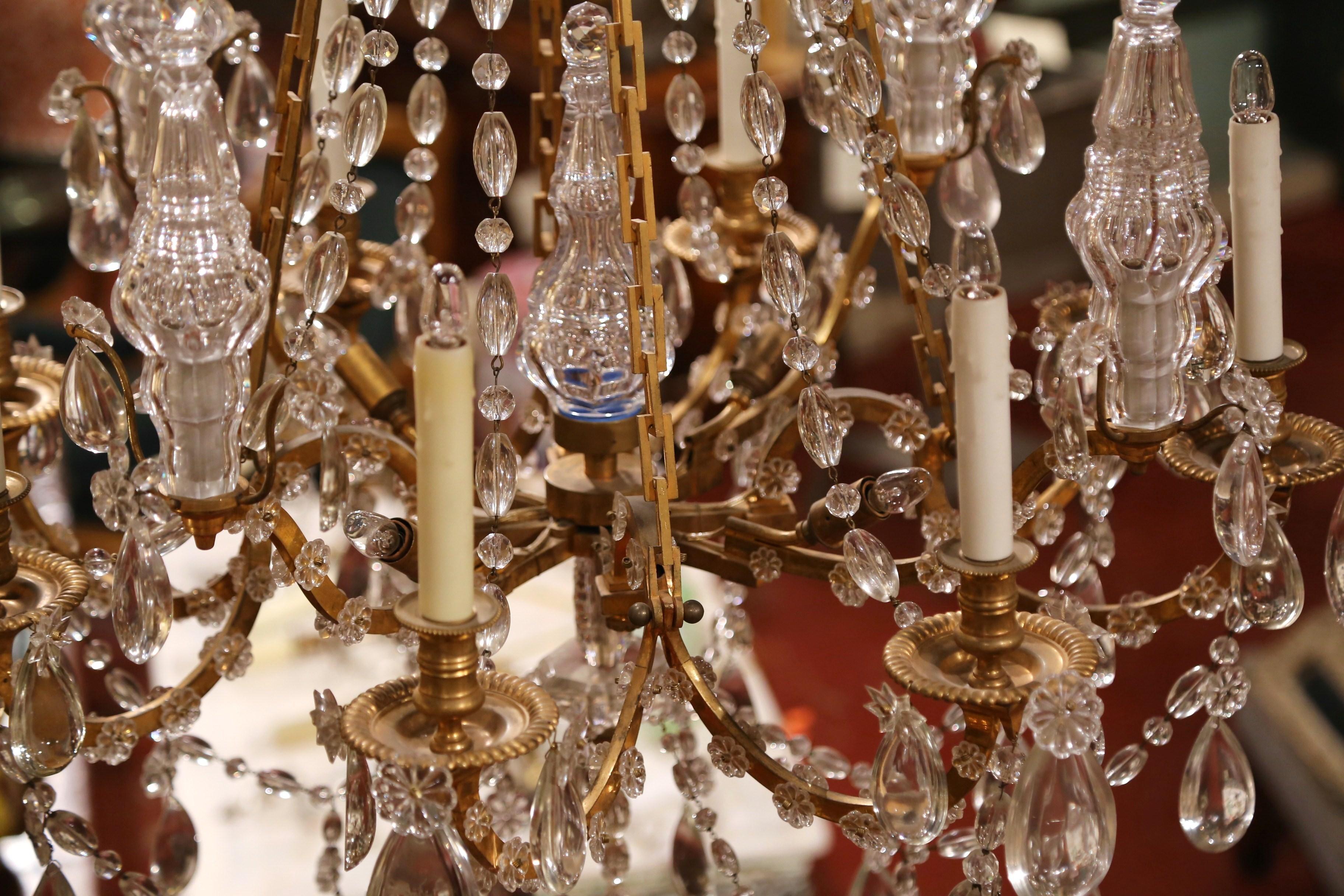 19th Century French Louis XVI Crystal and Gilt Bronze Eight-Light Chandelier 8