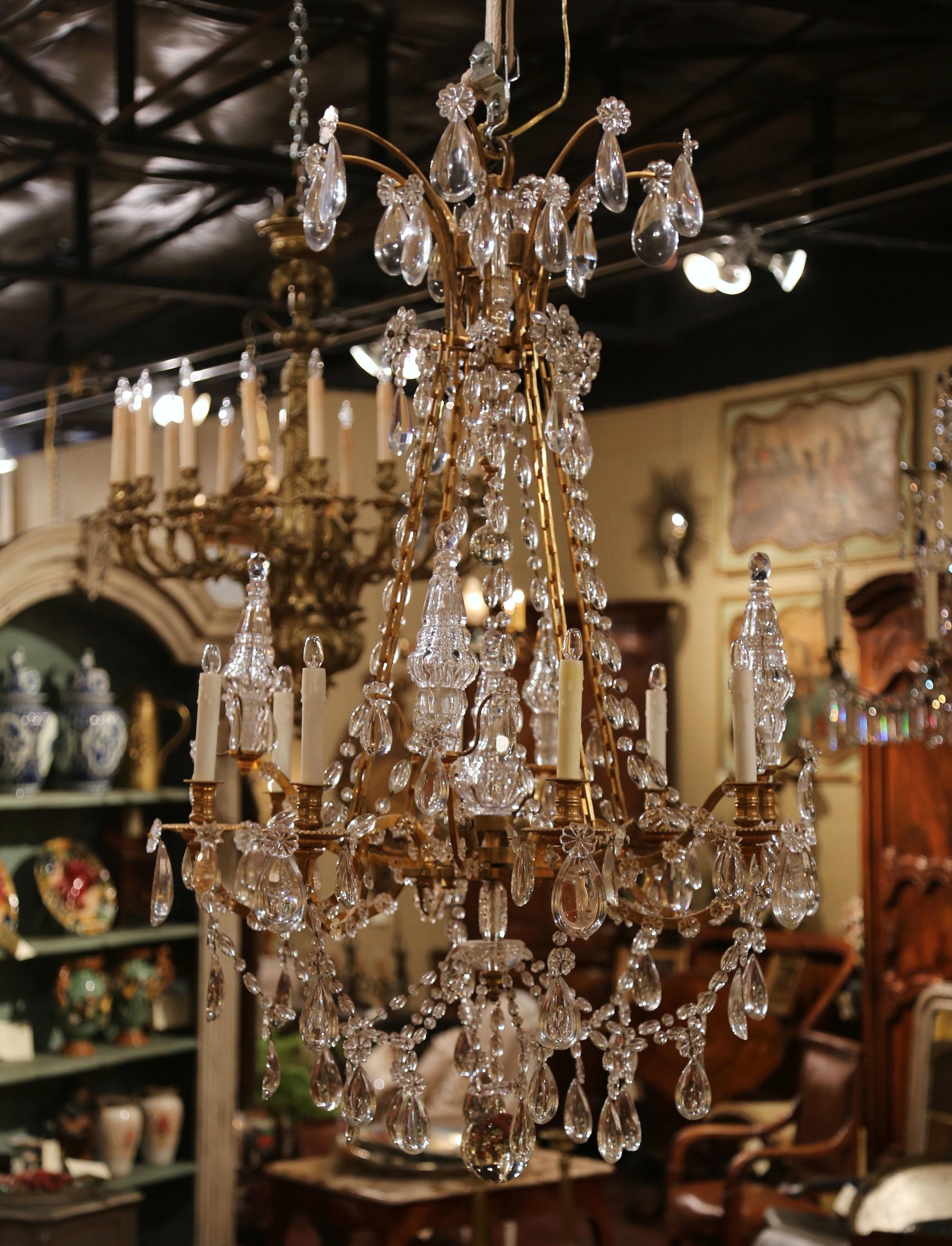 19th Century French Louis XVI Crystal and Gilt Bronze Eight-Light Chandelier 2