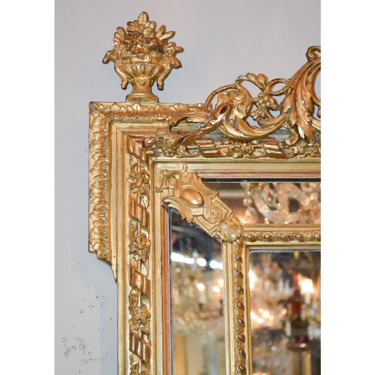 Carved 19th Century French Louis XVI Cushion Mirror