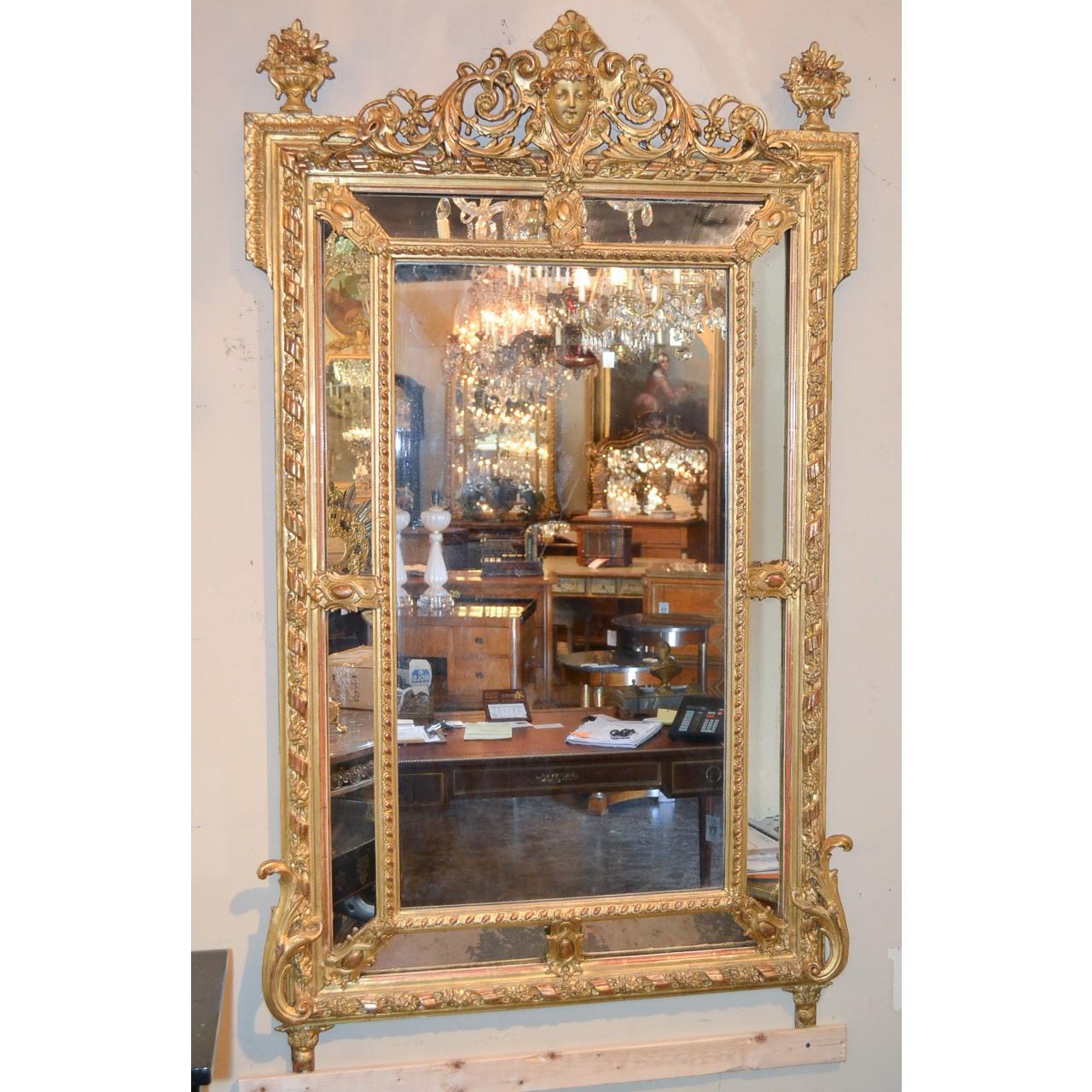 19th Century French Louis XVI Cushion Mirror In Good Condition In Dallas, TX