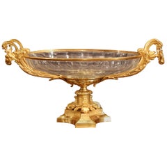 19th Century French Louis XVI Cut-Glass and Gilt Bronze Centrepiece Bowl