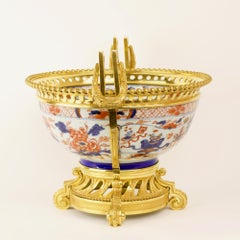 19th Century French Louis XVI Decorative Imari Porcelain Gilt Bronze Mount Bowl