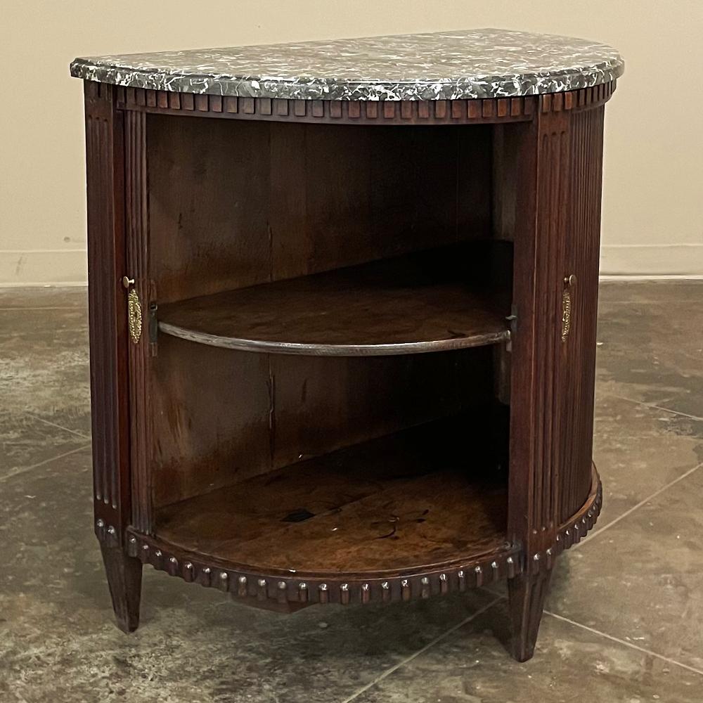 19th Century French Louis XVI, Directoire Mahogany Demilune Marble Top Cabinet 2