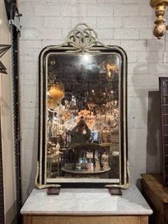 19th Century French Louis XVI Ebonized and Gesso Mirror