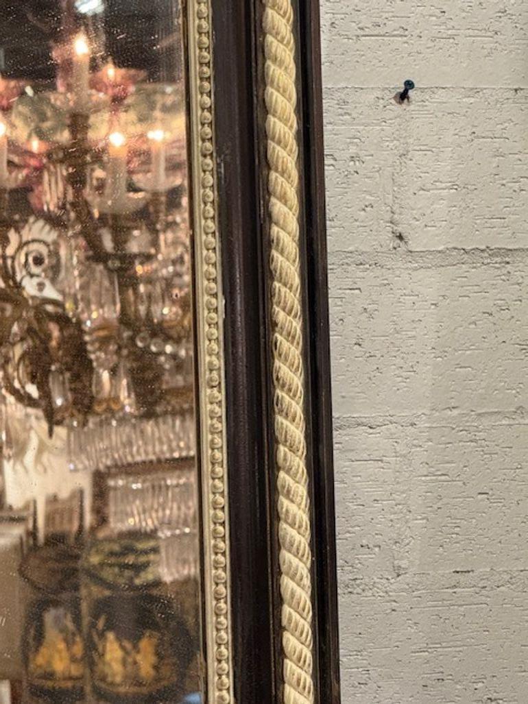 Espejo Francés Luis XVI del Siglo XIX Ebonizado y Gesso en venta 3