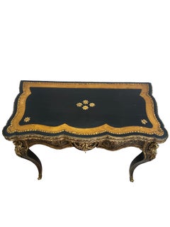 19th Century French Louis XVI Ebonized Boulle Style Card Table