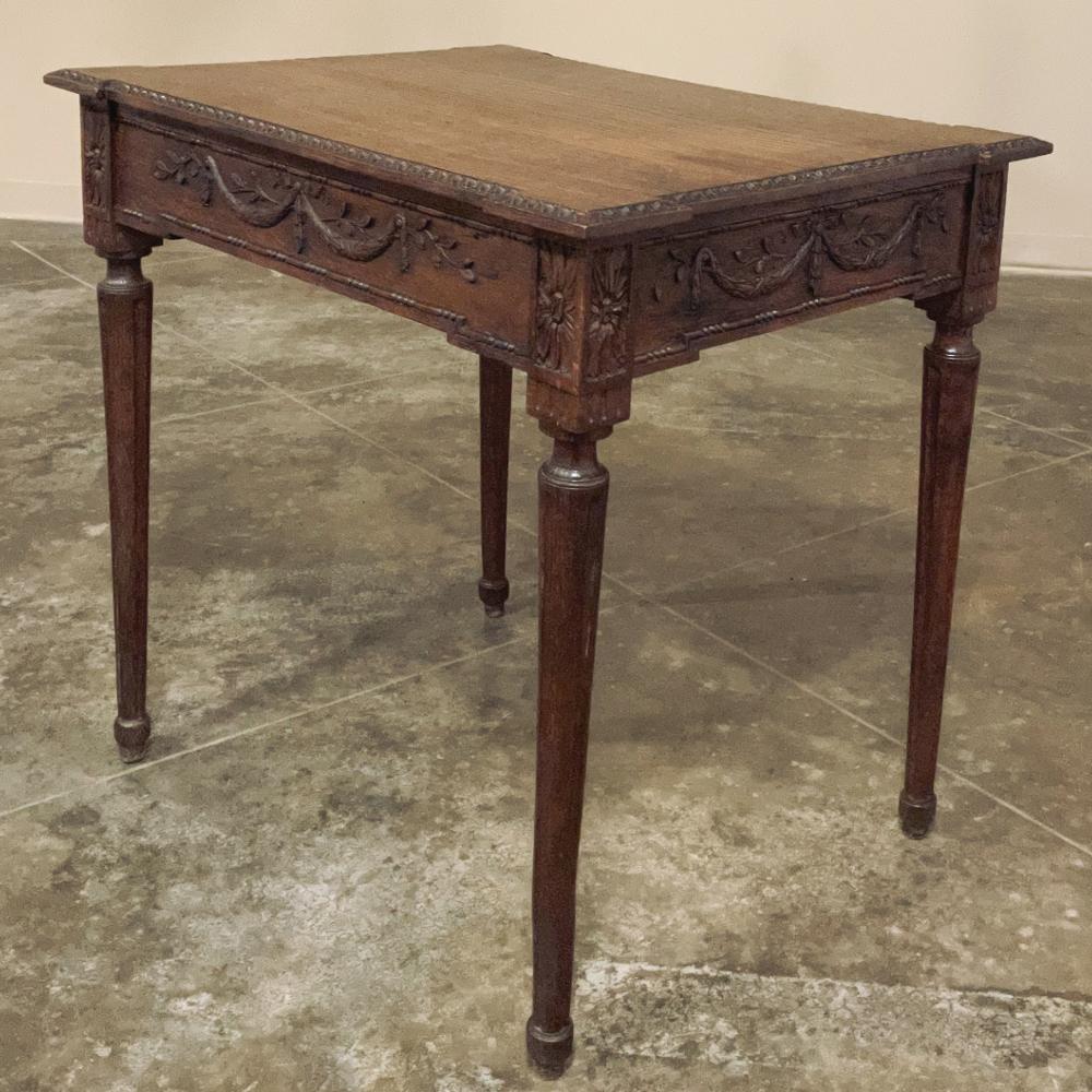 Hand-Carved 19th Century French Louis XVI End Table For Sale