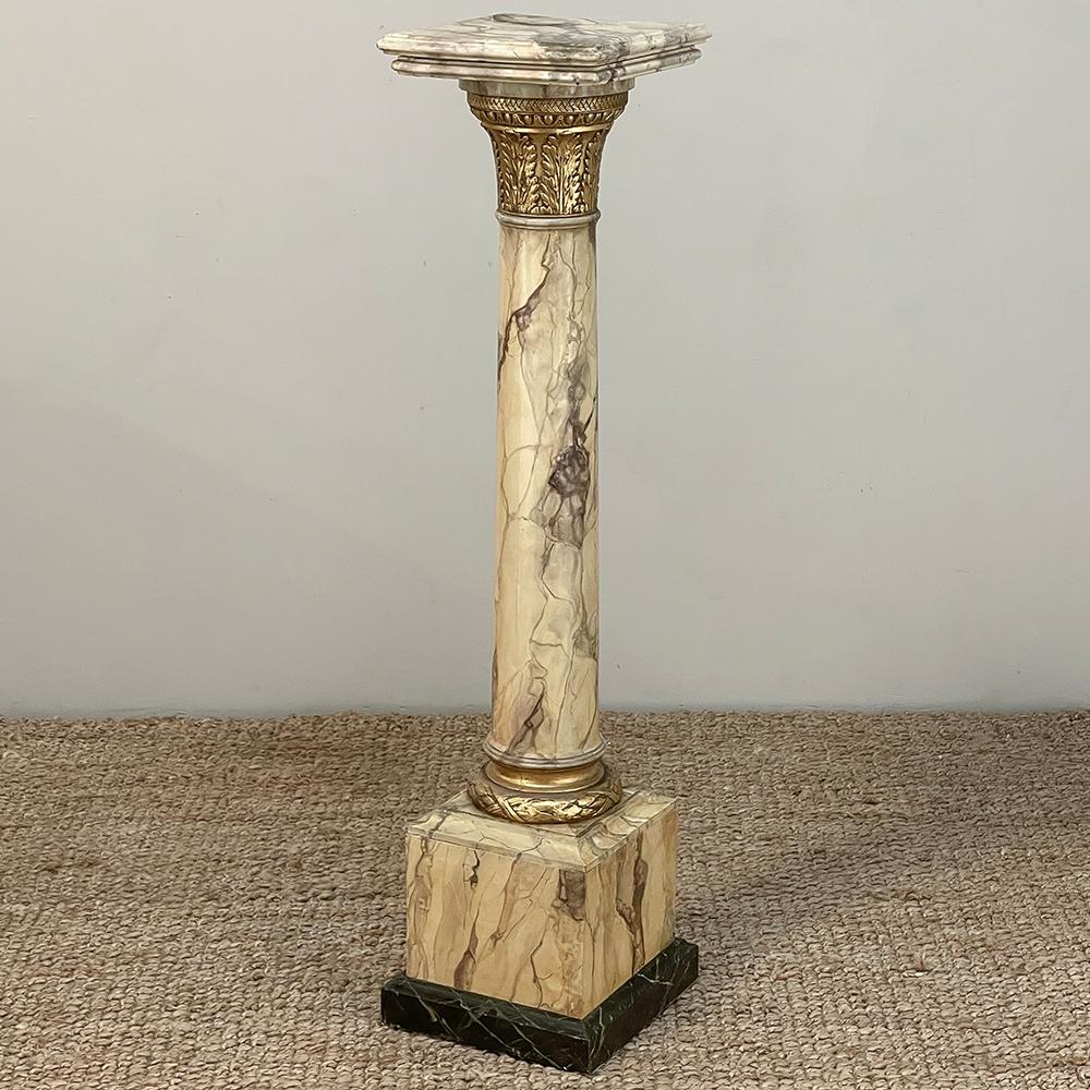 Hand-Painted 19th Century French Louis XVI Faux Marble Pedestal For Sale