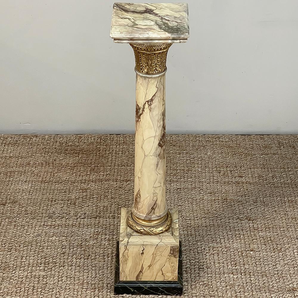 19th Century French Louis XVI Faux Marble Pedestal In Good Condition For Sale In Dallas, TX
