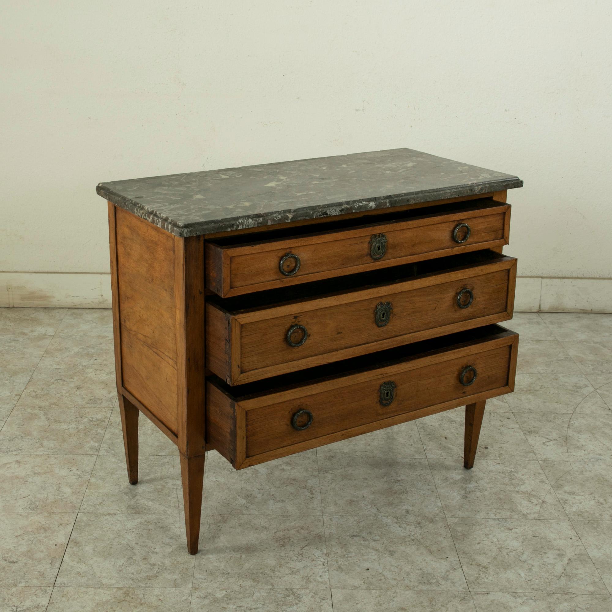 19th Century French Louis XVI Fruitwood Commode, Chest, Night Stand, Marble Top 8