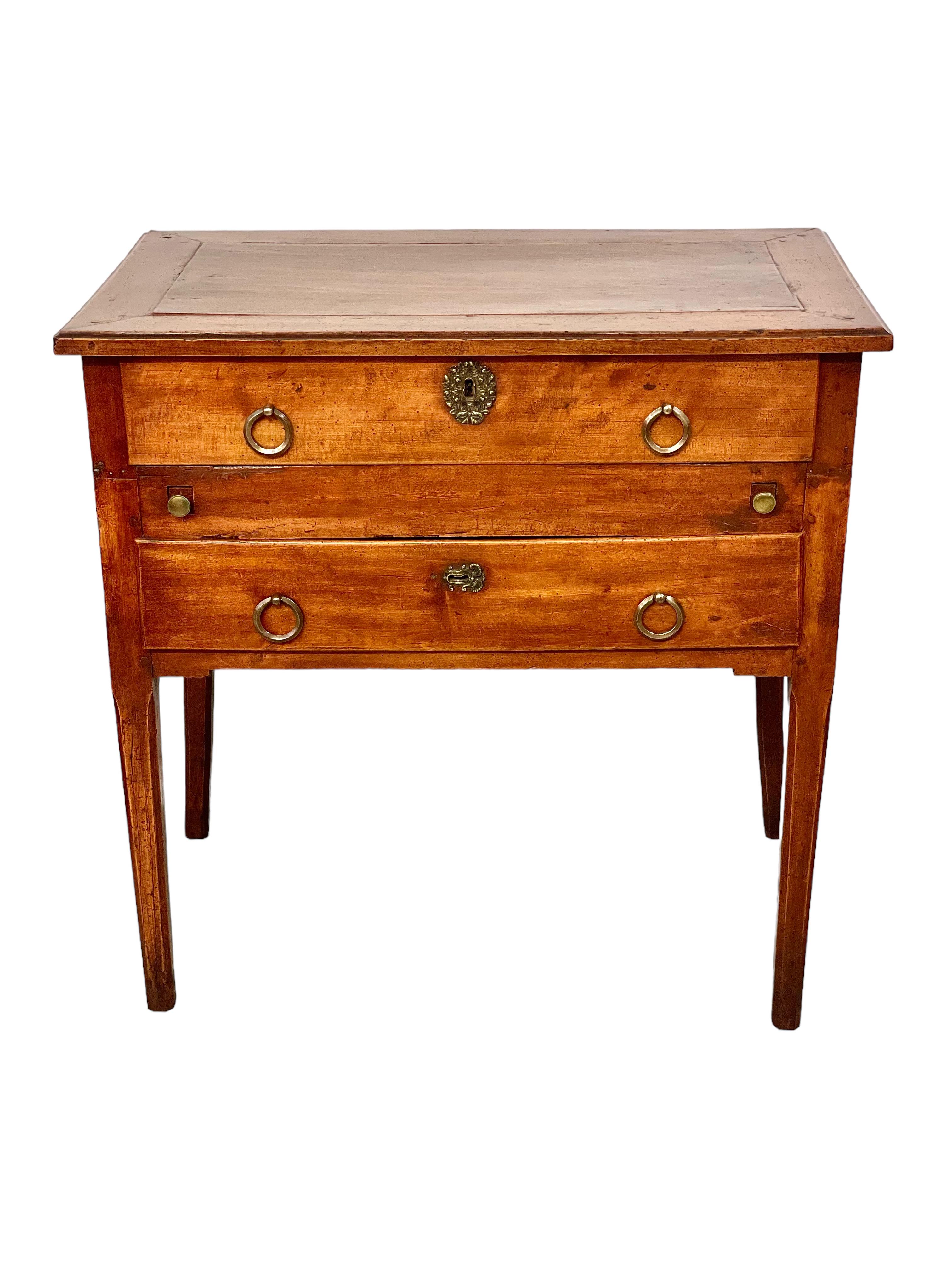 Gilt 19th Century French Louis XVI Fruitwood Commode For Sale