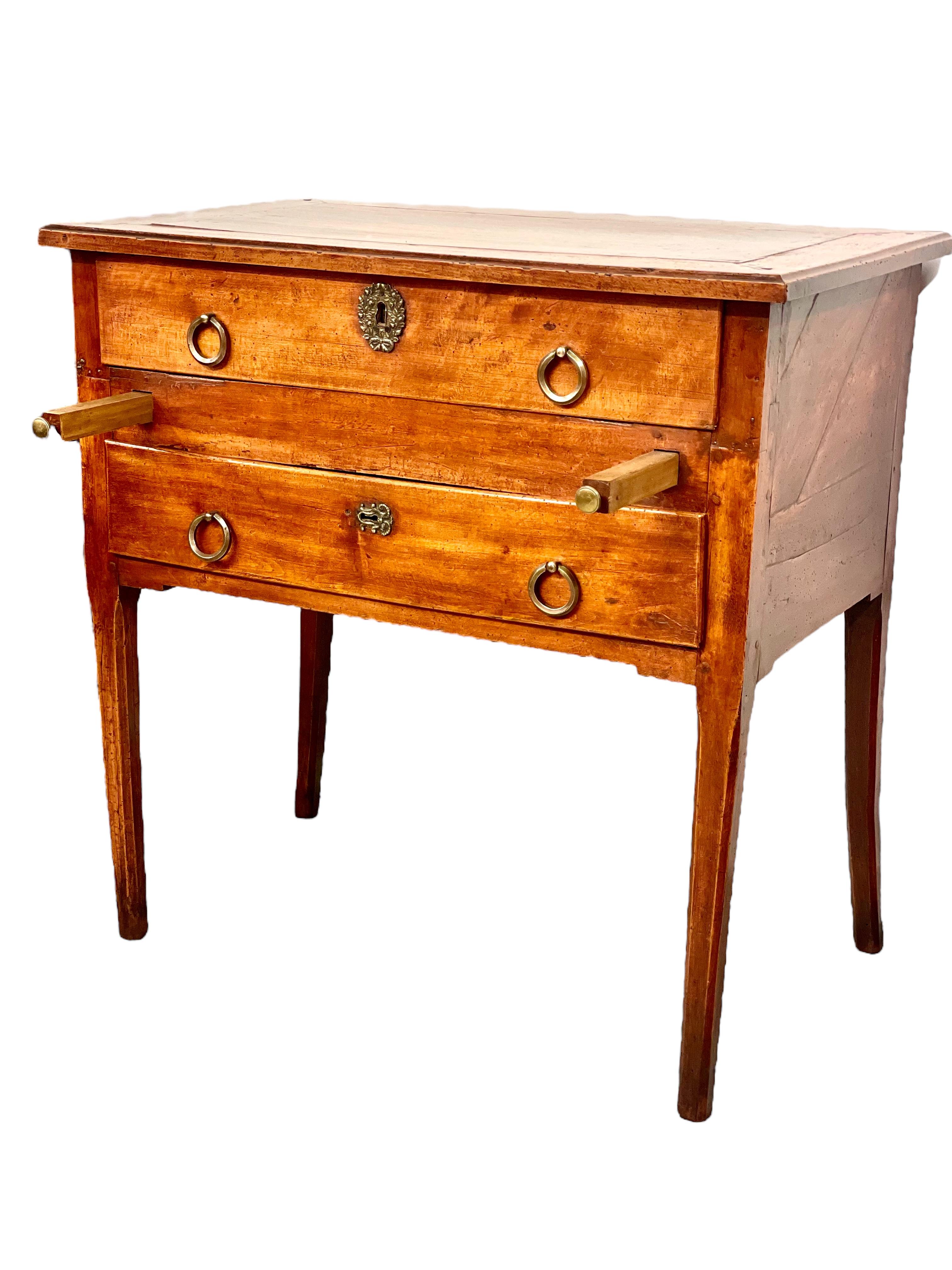 Bronze 19th Century French Louis XVI Fruitwood Commode For Sale