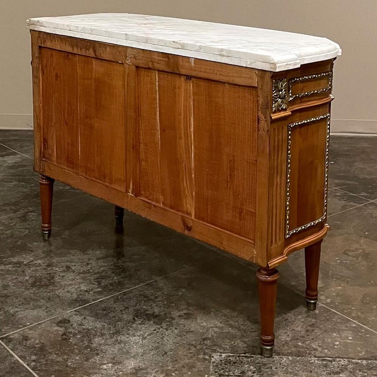 19th Century French Louis XVI Fruitwood Marble Top Commode For Sale 7
