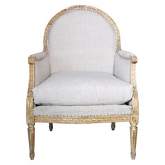 19th Century French Louis XVI Gilded Armchair, Origin France