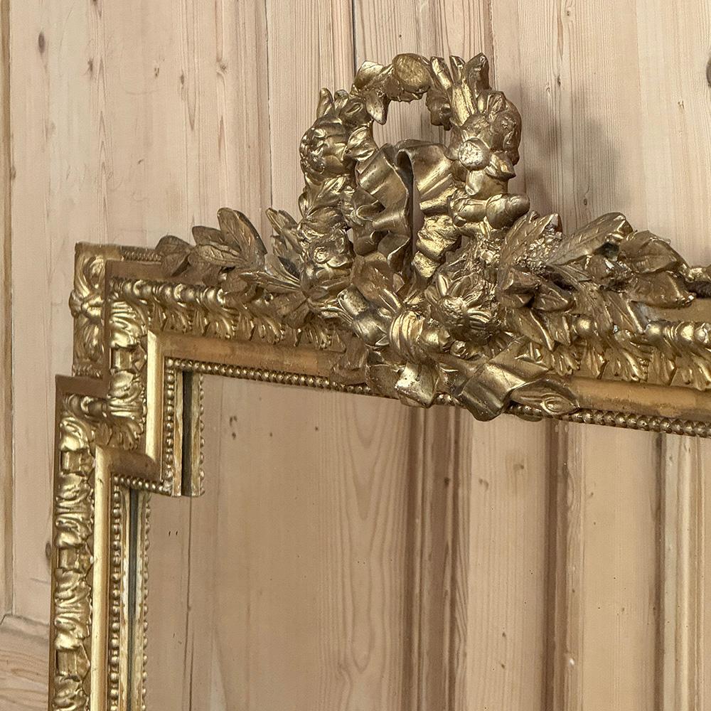 19th Century French Louis XVI Gilded Mantel Mirror For Sale 11