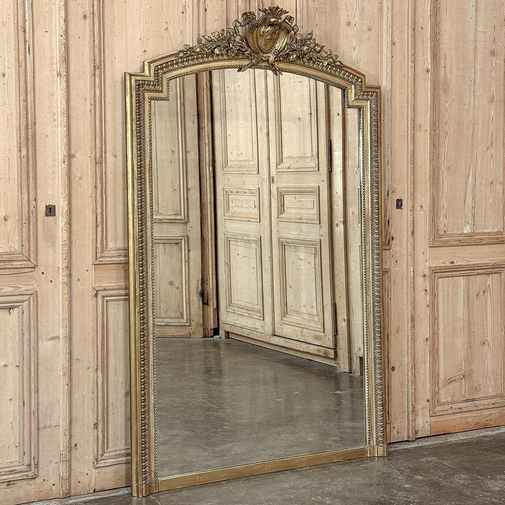 Hand-Crafted 19th Century French Louis XVI Gilded Mantel Mirror For Sale
