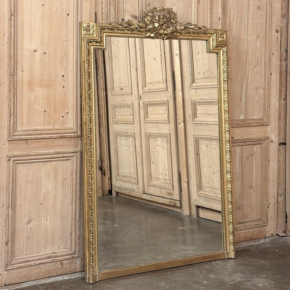 Hand-Crafted 19th Century French Louis XVI Gilded Mantel Mirror For Sale