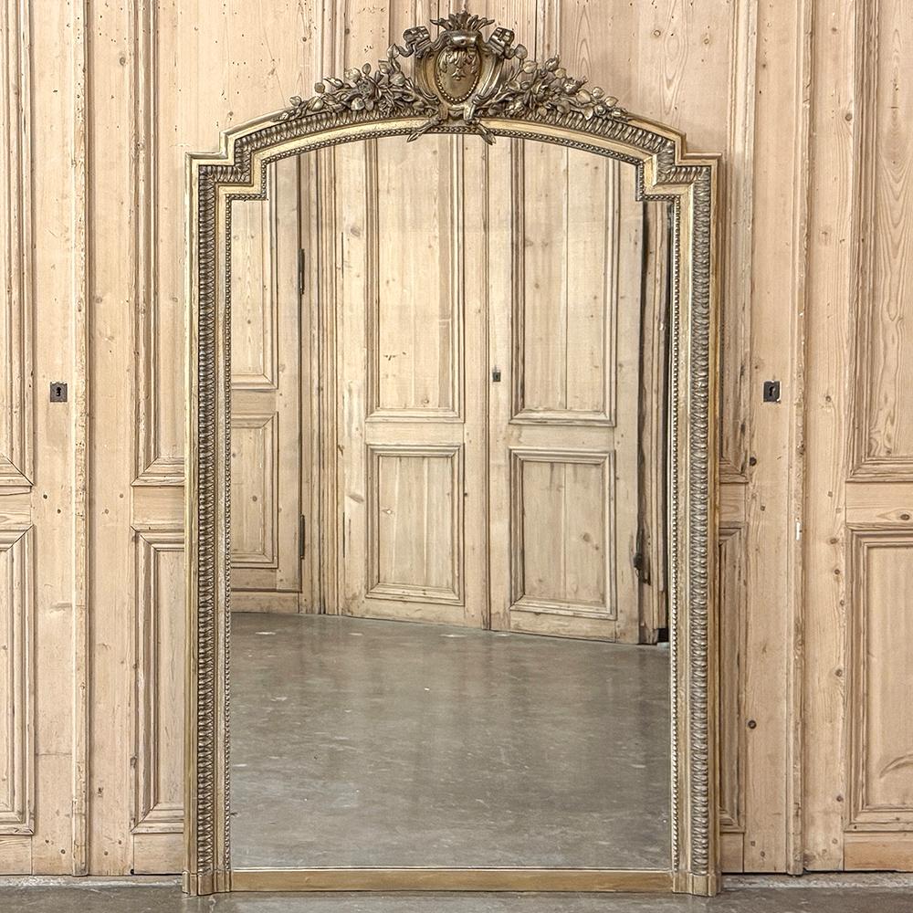 19th Century French Louis XVI Gilded Mantel Mirror In Good Condition For Sale In Dallas, TX