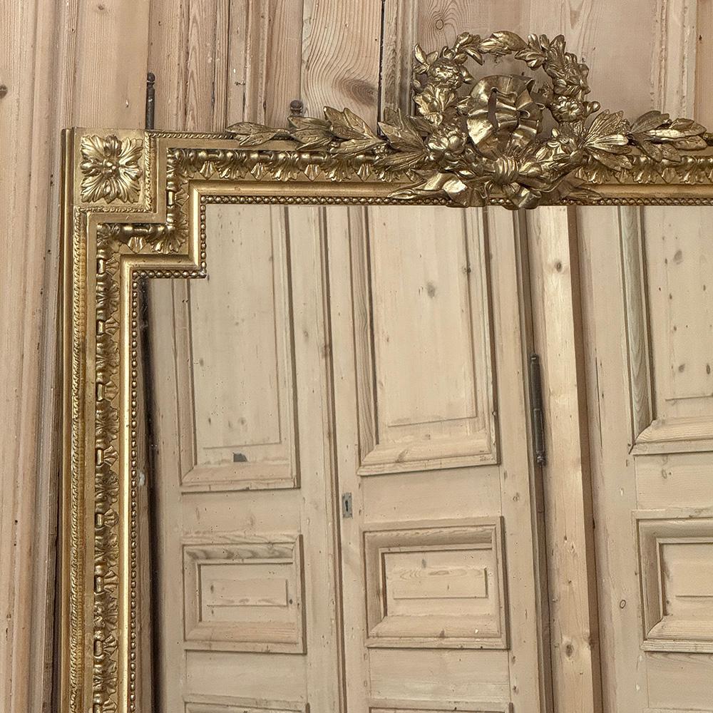19th Century French Louis XVI Gilded Mantel Mirror In Good Condition For Sale In Dallas, TX