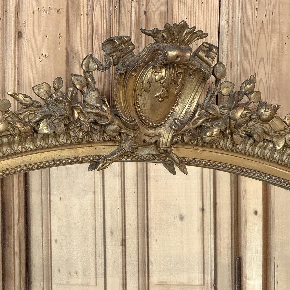 Late 19th Century 19th Century French Louis XVI Gilded Mantel Mirror For Sale