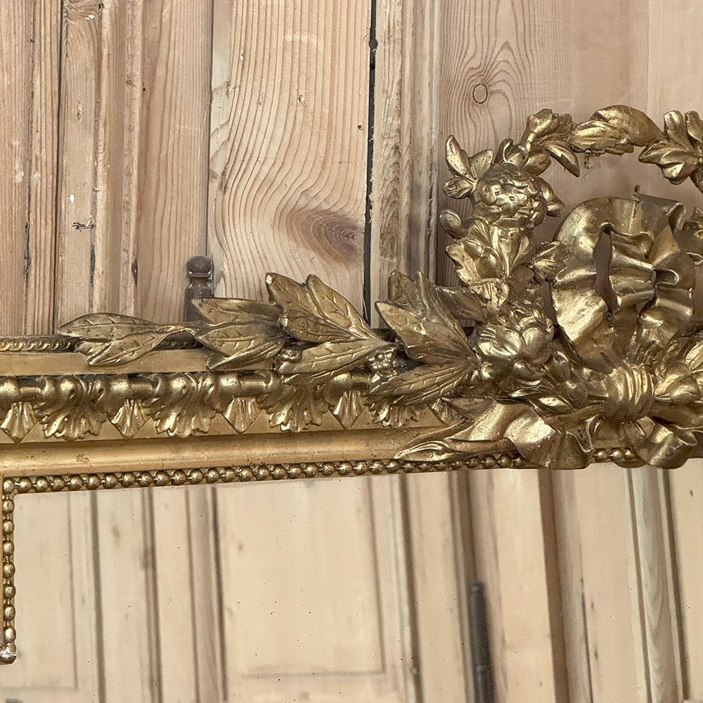 19th Century French Louis XVI Gilded Mantel Mirror For Sale 1