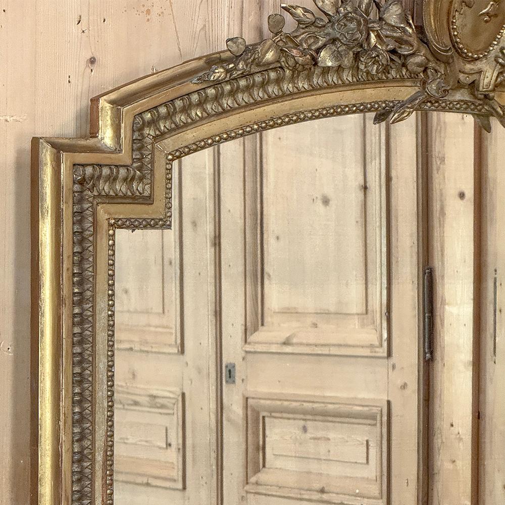 19th Century French Louis XVI Gilded Mantel Mirror For Sale 1