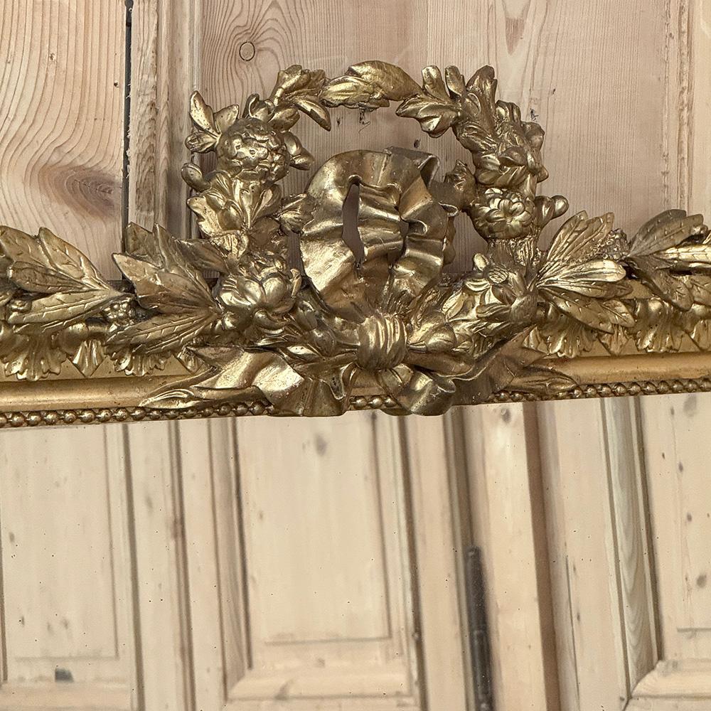 19th Century French Louis XVI Gilded Mantel Mirror For Sale 2