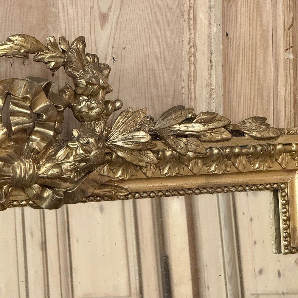 19th Century French Louis XVI Gilded Mantel Mirror For Sale 3