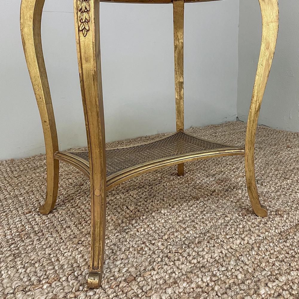 19th Century French Louis XVI Gilded Marble Top End Table For Sale 4