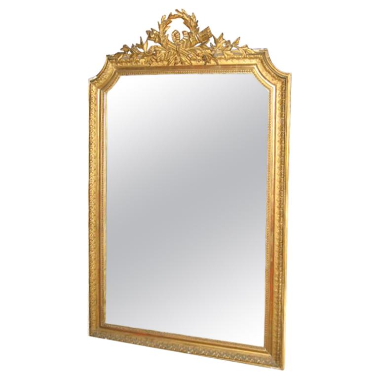 19th Century French Louis XVI Gilt Dore Wood Mirror